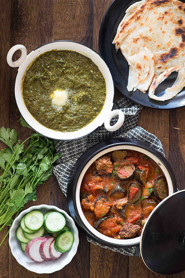 Baingan Tamatar ki sabzi is quick sabzi from Multani Cuisine can be made in under 20 minutes. This eggplant and tomato curries tastes best when Amritsari wadiyan is added to the curry.