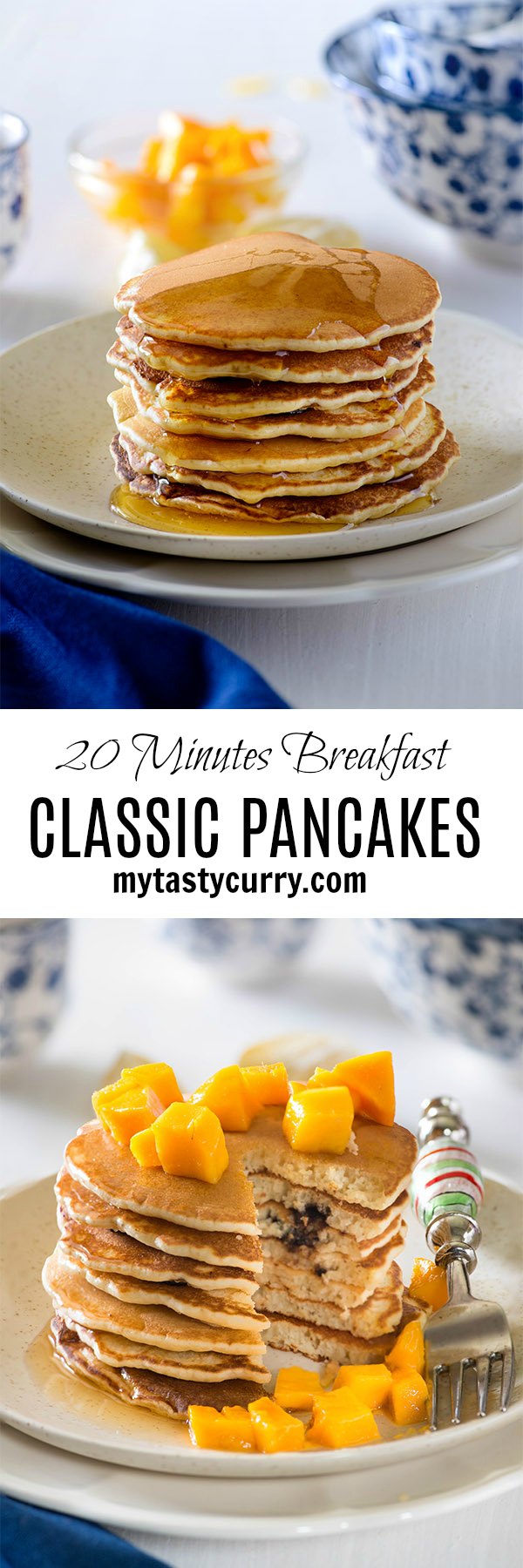Fluffy pancake for breakfast in 20 minutes, an easy delicious homemade fluffy pancake recipe made with simple ingredients. Almost fail proof recipe of pancakes that gives perfect stack of pancakes if you follow the exact proportions of ingredients.