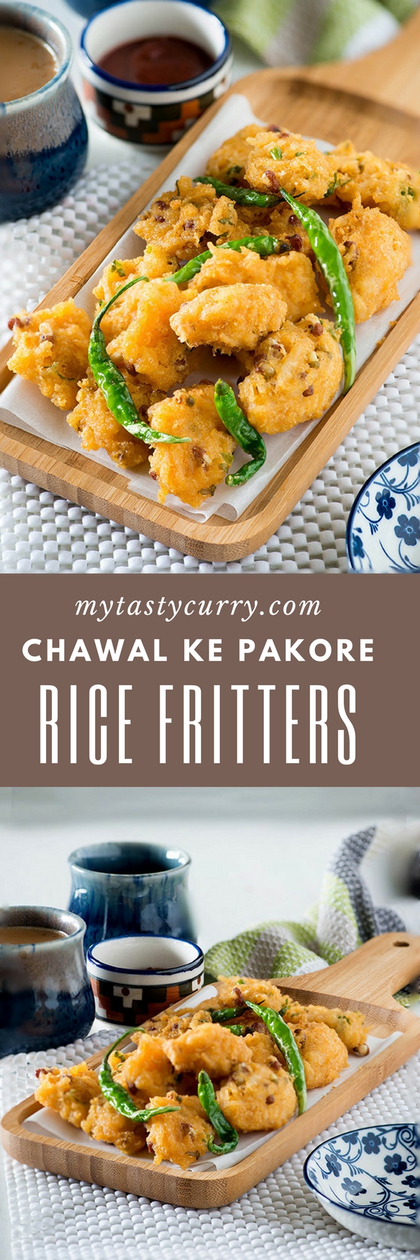 rice pakora recipe or chawal ke pakore with step by step video – Deep fried fritters or pakoras are made from leftover cooked rice and gram flour.