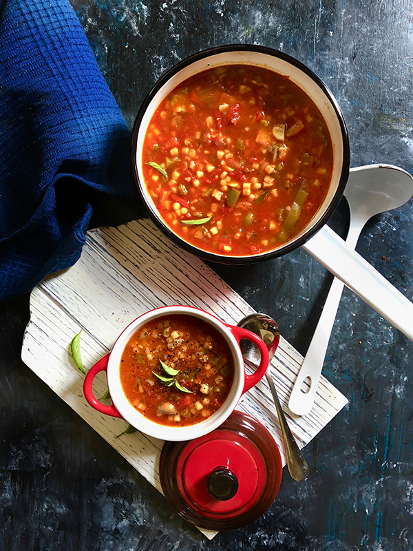 Tomato and pasta soup is simple and hearty soup recipe made with pasta and veggies in a tomato-based soup. It makes a comforting soup bowl so good for winter dinners or a comfort meal during monsoon.