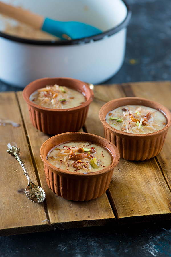 Sheer khurma, also known as sheer korma is a traditional and rich Mughlai dessert from Hyderabad. A festive dessert which is specially prepared on Eid-ul-Fitr and in the month of Ramadan for Iftar. 