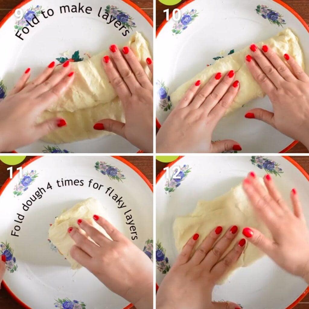 Making layers for paneer chur chur naan