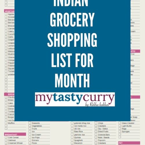 Indian grocery shopping list for month checklist