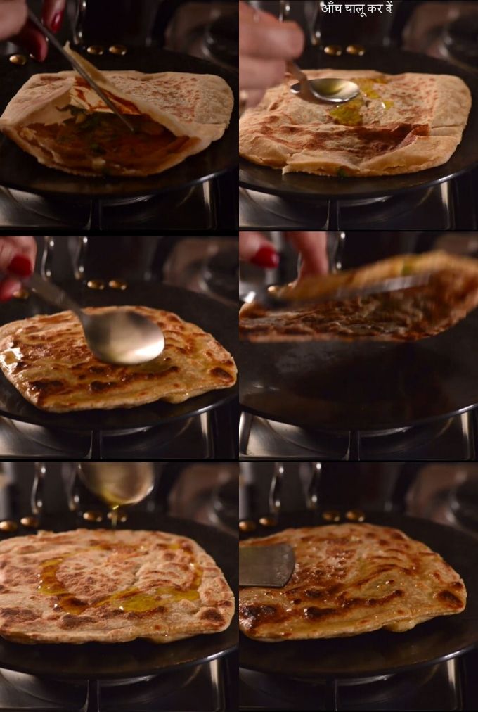 Technique of Stuffing the egg filling in paratha