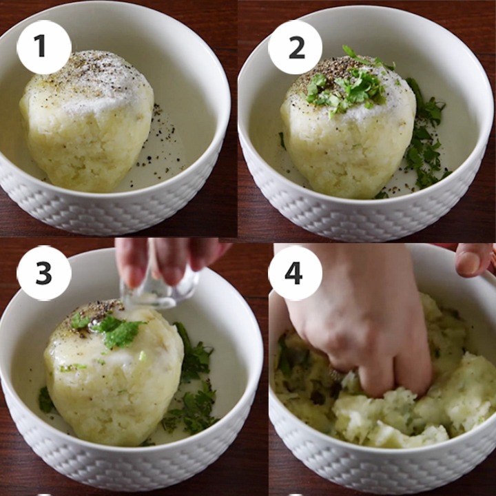 step by step making spiced potato mash