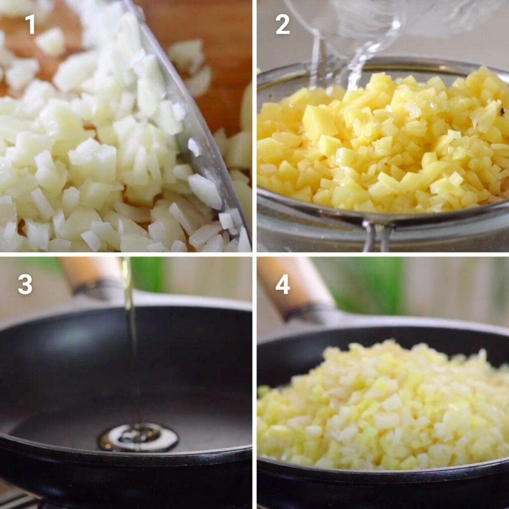 preparing the potatoes for hashbrown