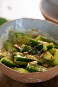 spiced cucumber salad with whipped yogurt