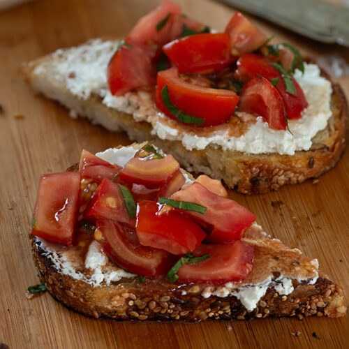 Marinated Tomatoes Labneh Toast