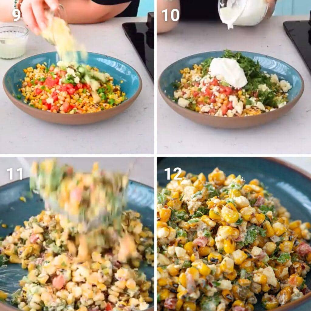 assembling mexican corn salad