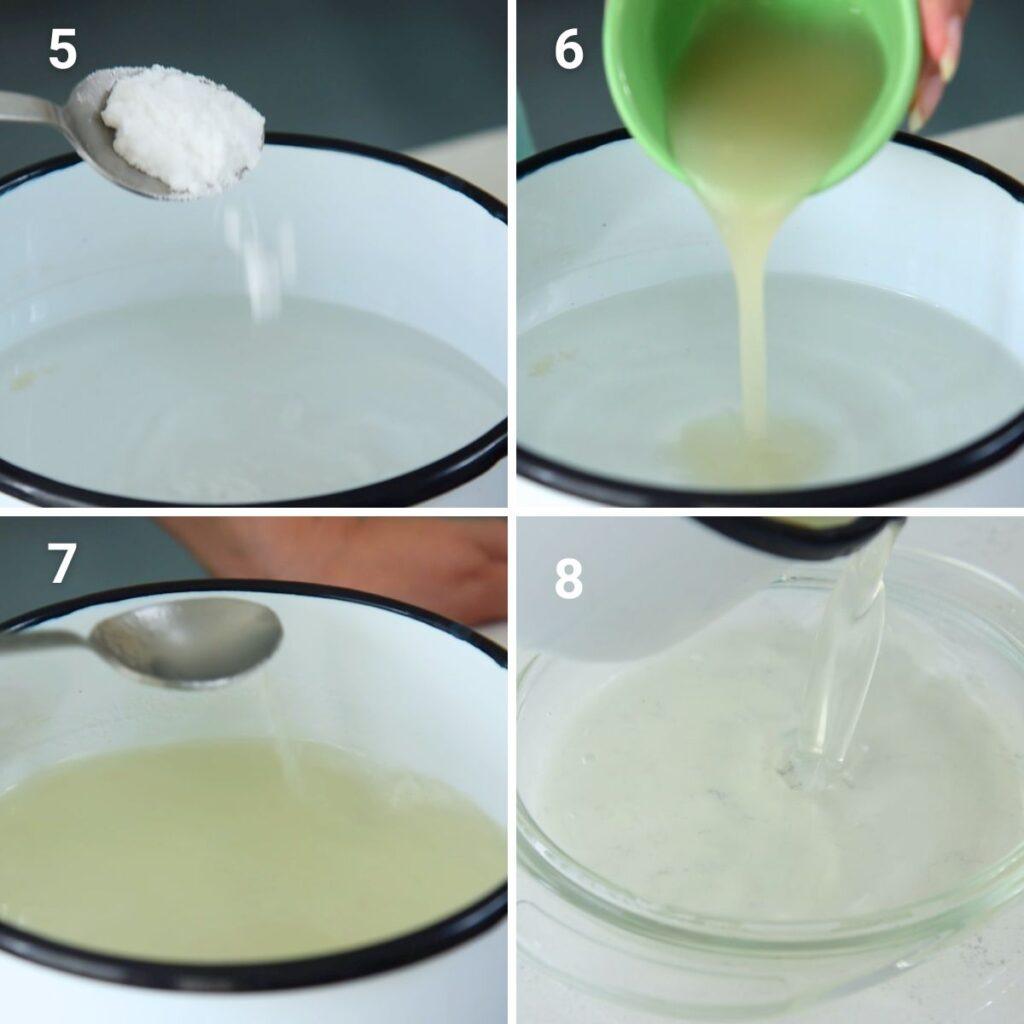 Step by step Making coconut jelly to use in mango sago recipe aka Mango tapioca pudding recipe