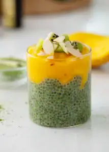 Mango matcha chia pudding