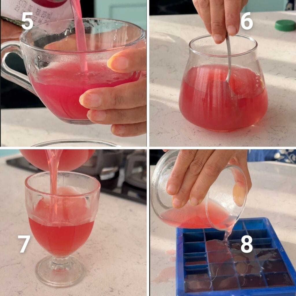 Step by Step bariatric Gelatin recipe - Adding juice for flavour and making warm gelatin drink
