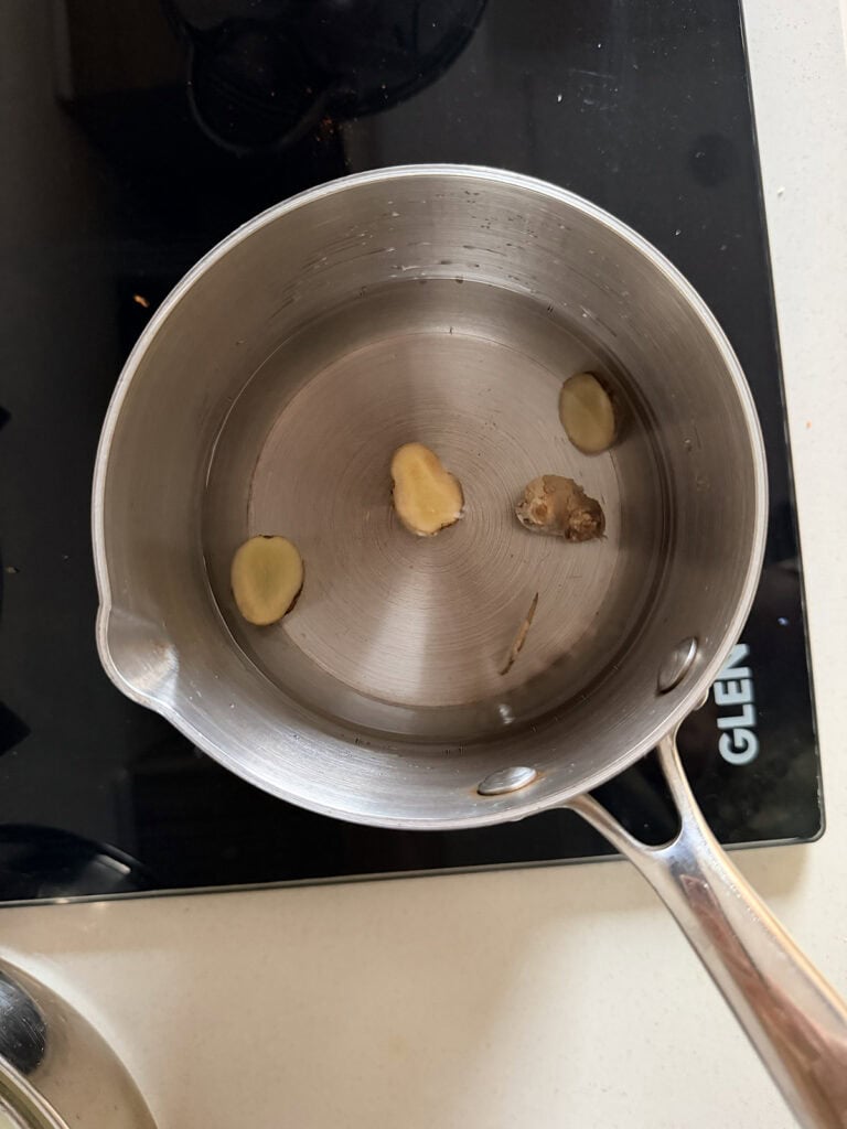 ginger in hot boiling water for making ginger water